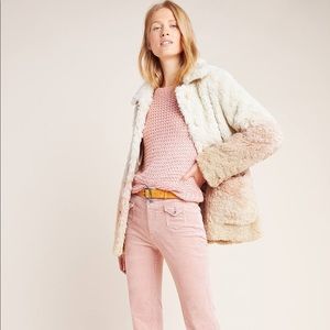 NWT Anthropologie Ombre Faux Fur Coat
